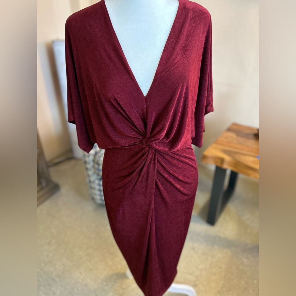 Beautiful and sexy, dark red shimmery dress.